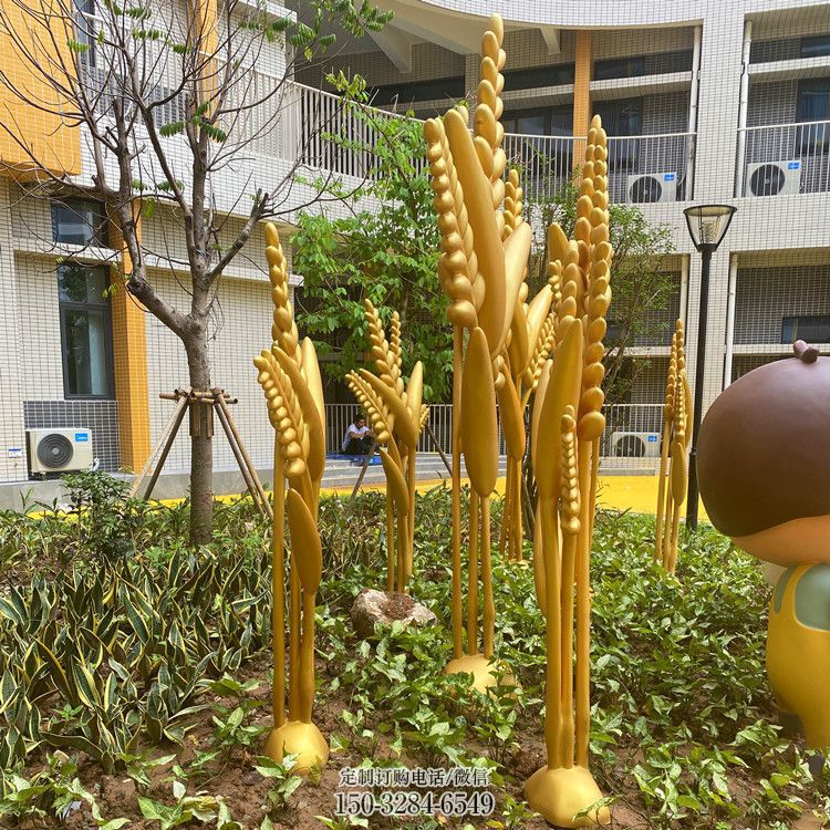 古铜色水稻雕塑厂家 大型城市雕塑 商业街摆件