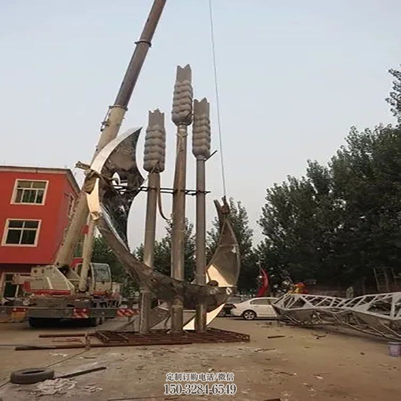 钢铸谷穗雕塑 园林景观小品粮食雕塑生产 地产精神堡垒农作物雕塑批发