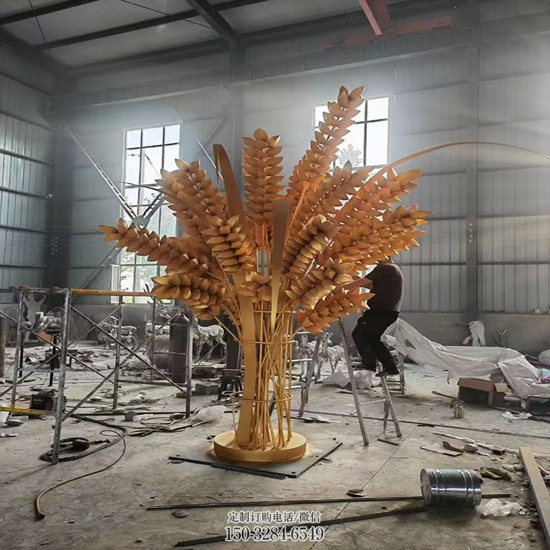 标示稻穗雕塑 景观粮食雕塑造型点击 广场景观农作物雕塑供给