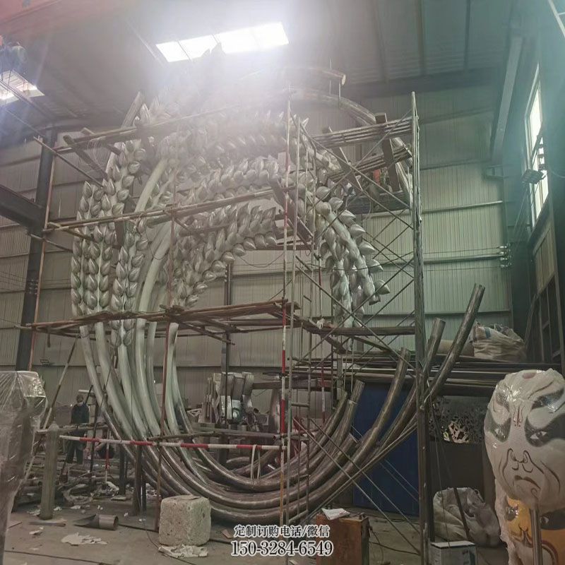 大麦雕塑抽象 公园景观粮食雕塑供求 烤漆农作物雕塑制造商